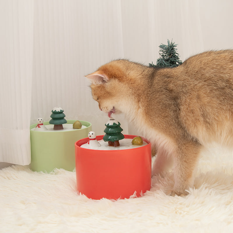 Schneemann Katzenbrunnen aus Keramik mit leisem Wasserpumpsystem, 1L Kapazität