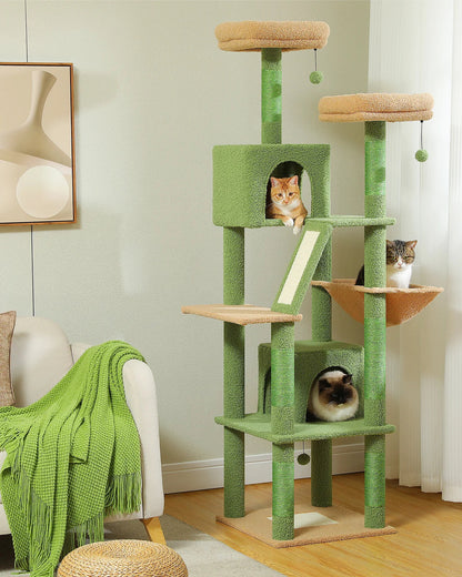 Großer Katzenbaum mit mehrstufigem Plüsch und natürlichem Sisal-Kratzbaum