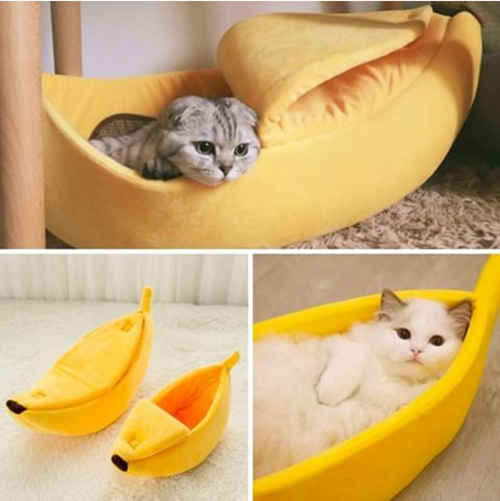 Gemütliches Bananenbett für Katzen