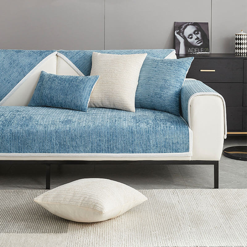 Streifen Chenille Kratzfeste Sofaüberzug mit Elegantem Design