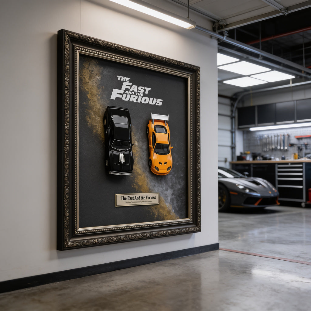 Fast and Furious 3D Wandbild in einer Luxusgarage an der Wand