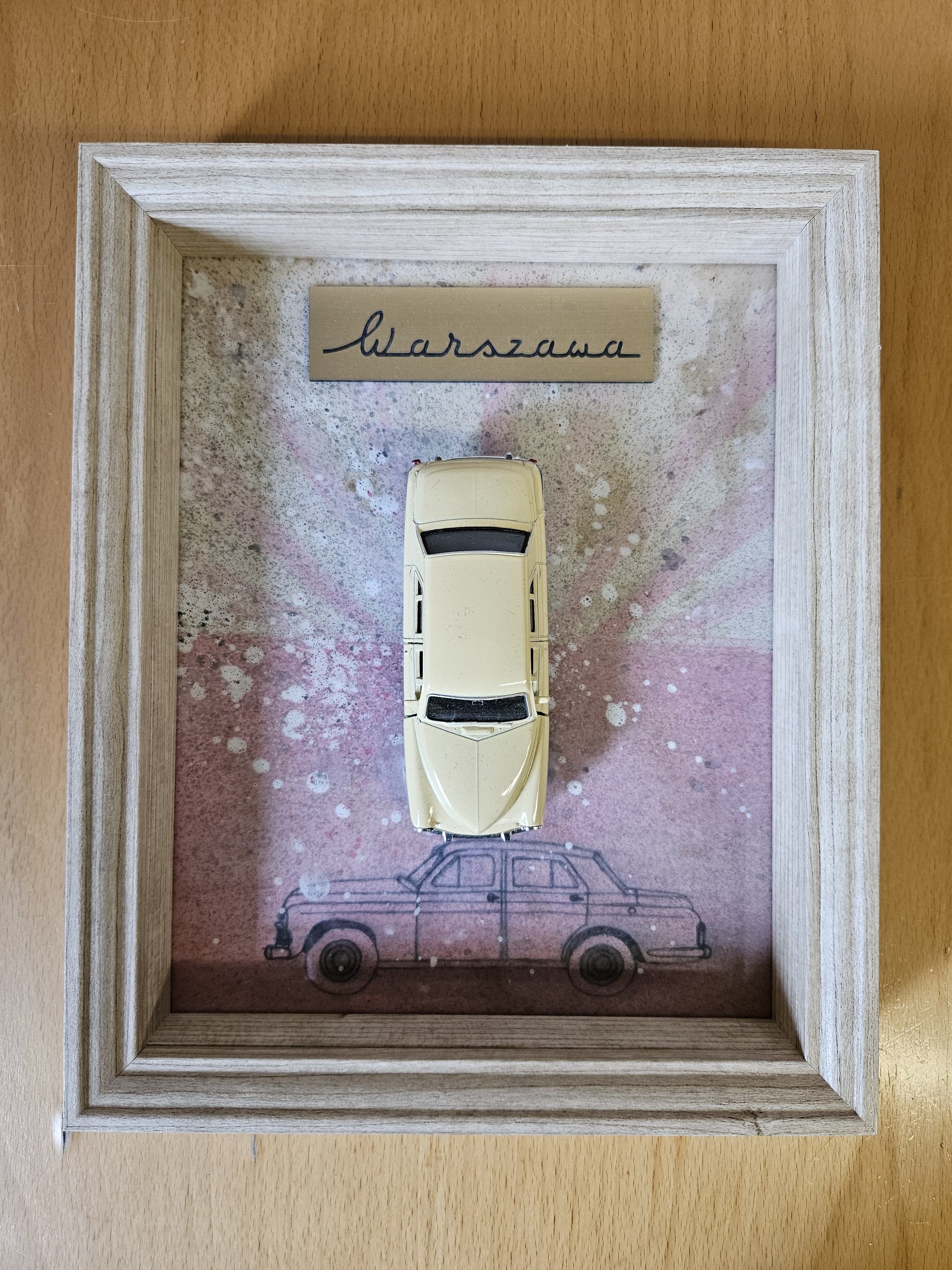 3D WANDBILD – VINTAGE CITY EDITION (1:43) – HANDGEFERTIGTES KUNSTWERK MIT KLASSIKER – GRÖSSE 23x28 CM
